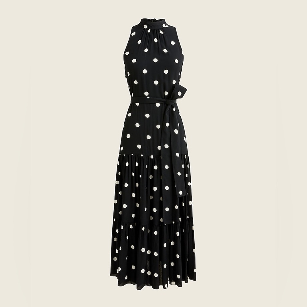 NEW / J.crew Drapey tiered dress in polka dot